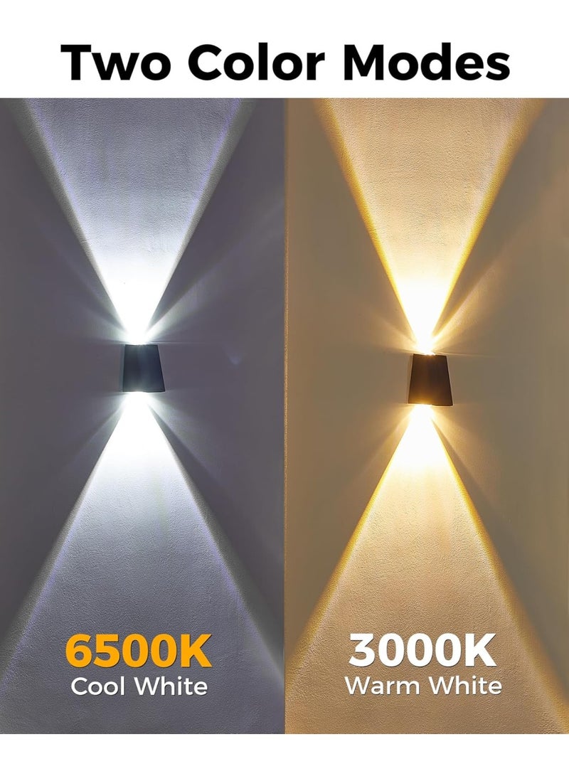 Arabest Solar Wall Lights Outdoor, Upgrade 2000 mAh Wall Sconce Lights 3000/6500K, IP65 Waterproof Wall Mounted Solar Outdoor Lights for Fence Porch Patio Garage Pergola Backyard(Dual Color, 2 Pack) - Image 3