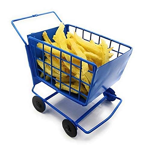 APEROL DESIGN Metal Shopping Cart Shape Platter Trolley Combo for Kitchen/Dinning Table Serving Platter (Yellow & Blue) - Image 4