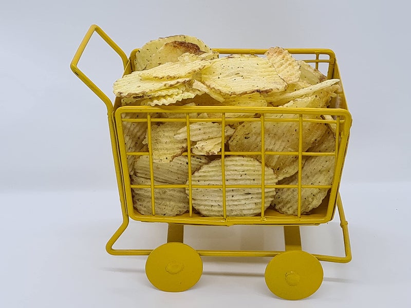 APEROL DESIGN Metal Shopping Cart Shape Platter Trolley Combo for Kitchen/Dinning Table Serving Platter (Yellow & Blue) - Image 3