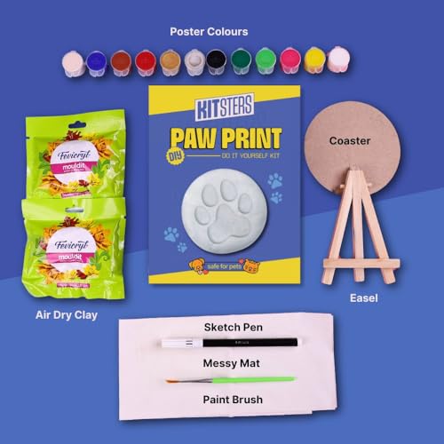 KITSTERS,DIY Paw Printing Kit for Cats & Dogs,Paw Prints of Your Little Fur Babys',Fun Activity for Pet Parents - Memories,Art & Craft - Mould Cast - Epoxy Resin,Video Workshop Included, White - Image 2
