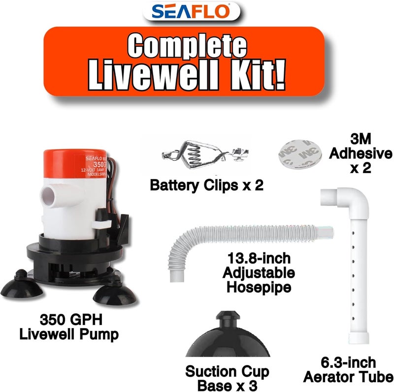 SEAFLO 10 Series Portable Livewell Aerator Kit - 12V, 350 GPH, Adjustable Hosepipe, Submersible, Corrosion-Resistant, Efficient Oxygenation, Fresh/Saltwater Use, CE & ROHS Certified, 4-Year Warranty - Image 4