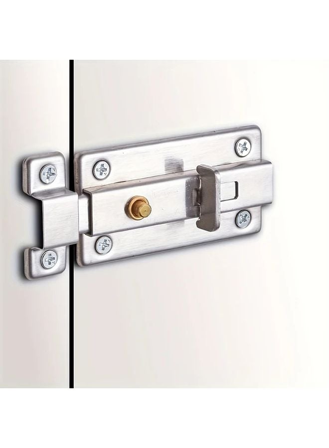 1pc Heavy Duty Stainless Steel Flip Latch Lock 3 Inch Self Closing Slide Bolt Keyless Security Door Lock With Anti Theft Pin Easy Installation Silvery - Image 1
