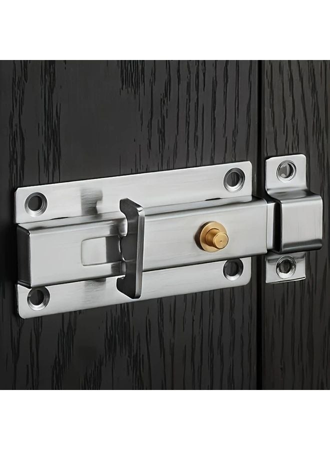 1pc Heavy Duty Stainless Steel Flip Latch Lock 3 Inch Self Closing Slide Bolt Keyless Security Door Lock With Anti Theft Pin Easy Installation Silvery - Image 4