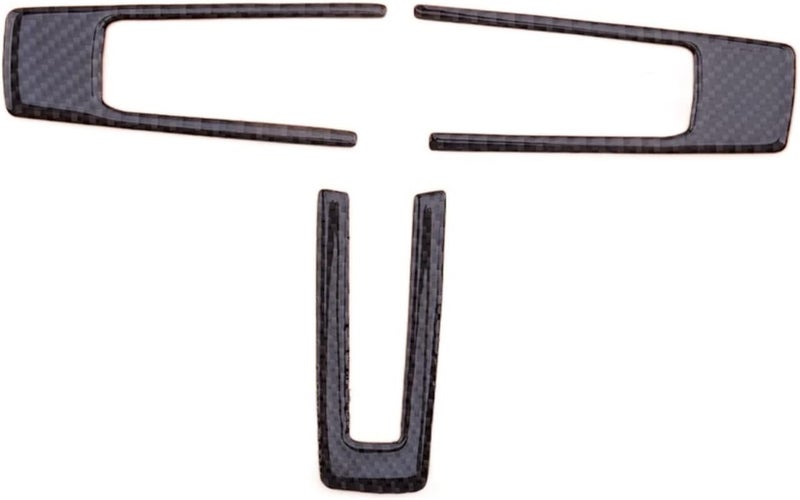 QASULER Carbon Fiber Steering Wheel Button Cover for Ford Mustang - Image 1