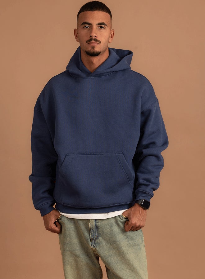 In Your Shoe Navy Heavy Boxy Hoodie - Image 1