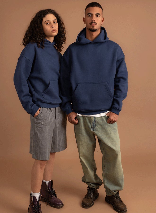 In Your Shoe Navy Heavy Boxy Hoodie - Image 3
