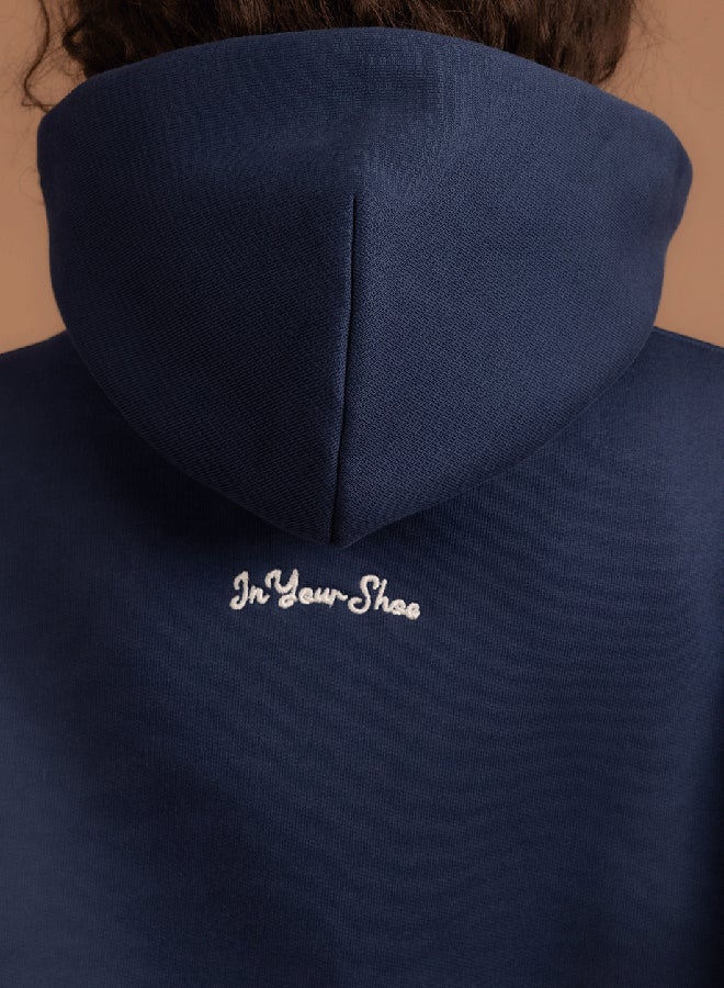 In Your Shoe Navy Heavy Boxy Hoodie - Image 2
