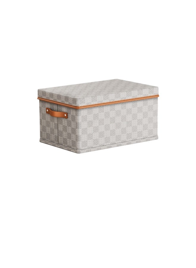 Autonomy New Non-woven Checkerboard Top And Bottom Lid Clothing Storage Box, Household Organizer Magic Box, Toy Storage Basket - Image 1