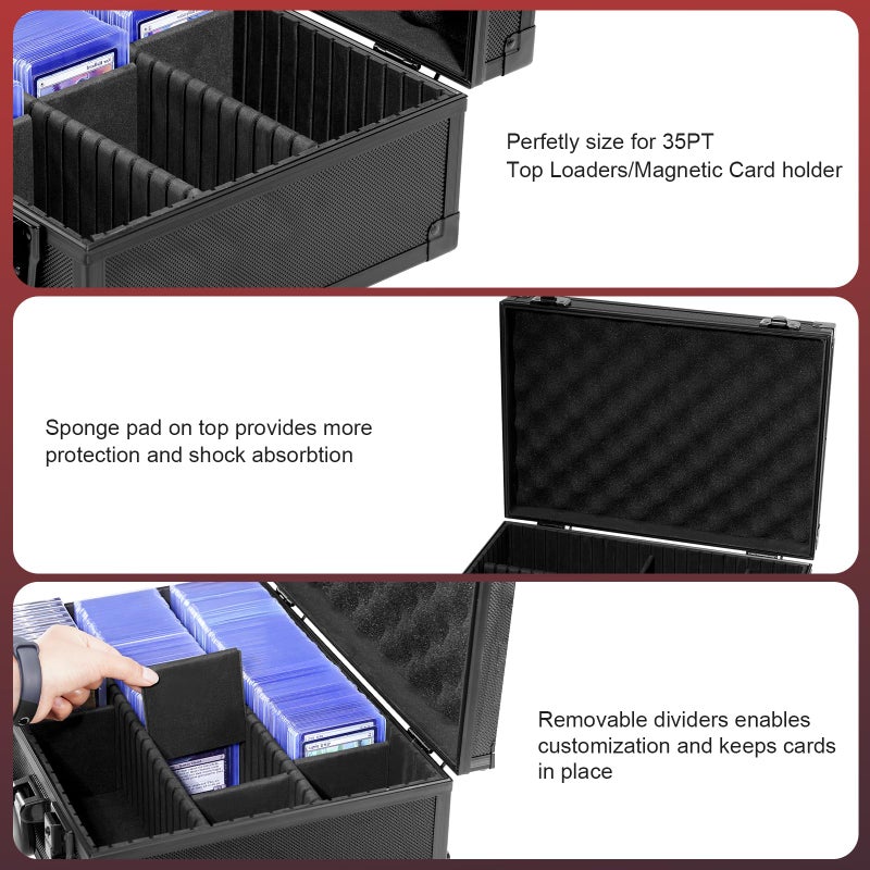 ProCase Toploader Storage Box with 6 Removable Dividers, Sports Card Hard Carrying Case with 16 Colorful Divider Tab For 3â€Ã—4â€ 35PT Rigid Cards, 600+ Toploader Holder for Trading Card Collection - Image 5
