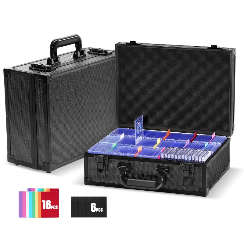 ProCase Toploader Storage Box with 6 Removable Dividers, Sports Card Hard Carrying Case with 16 Colorful Divider Tab For 3â€Ã—4â€ 35PT Rigid Cards, 600+ Toploader Holder for Trading Card Collection - Image 1