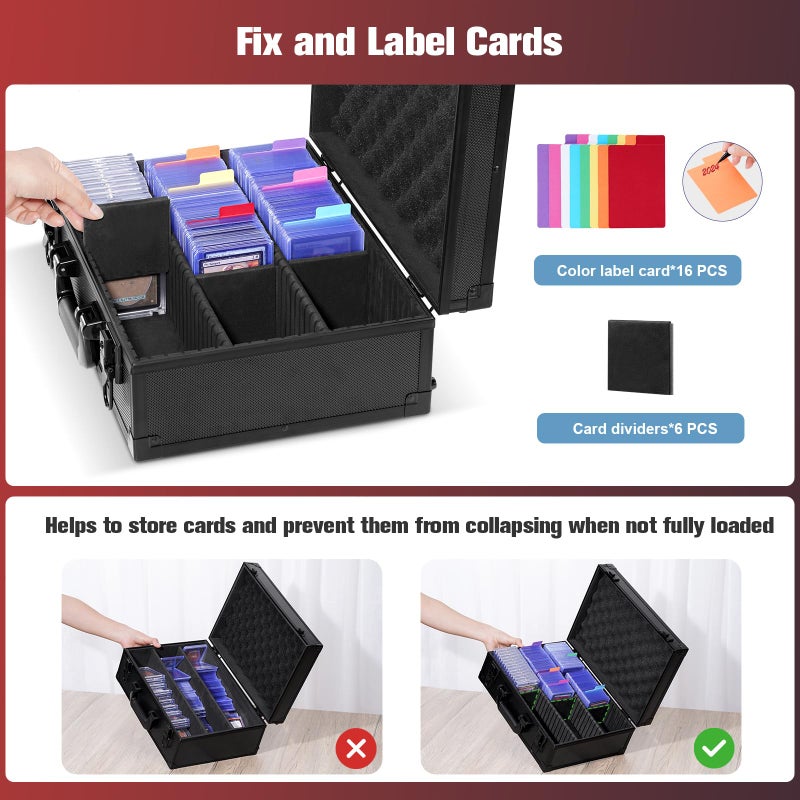 ProCase Toploader Storage Box with 6 Removable Dividers, Sports Card Hard Carrying Case with 16 Colorful Divider Tab For 3â€Ã—4â€ 35PT Rigid Cards, 600+ Toploader Holder for Trading Card Collection - Image 3