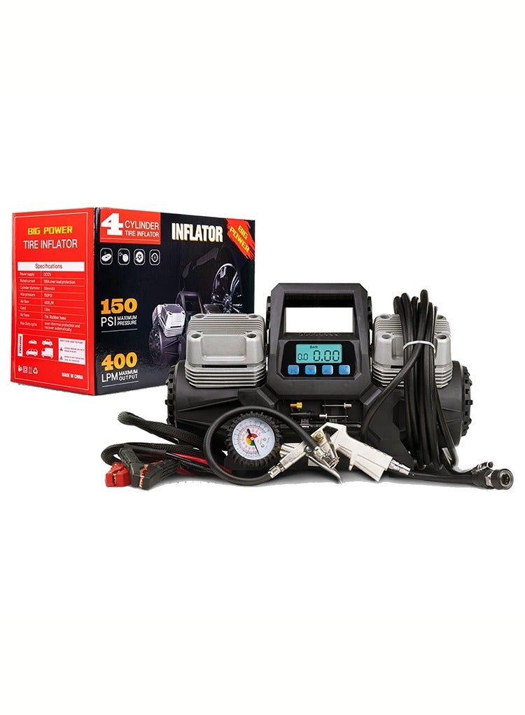 MR.SMART Mr Smart 4 Cylinder Portable Tire Inflator, 150 PSI Maximum Output, Digital Display with Gauge, 400 LPM - Image 1
