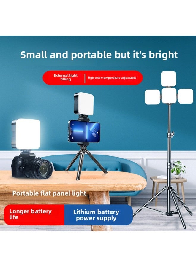 Loquat Portable Outdoor Live Square Soft Light Cool And Warm Photography Light USB Charging RGB Pocket Light-Light Source Color:【rgb】 Fill Light + Desktop Tripod + Clip  - Image 2