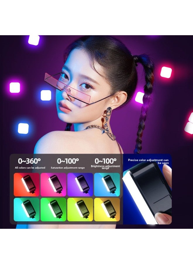 Loquat Portable Outdoor Live Square Soft Light Cool And Warm Photography Light USB Charging RGB Pocket Light-Light Source Color:【rgb】 Fill Light + Desktop Tripod + Clip  - Image 3