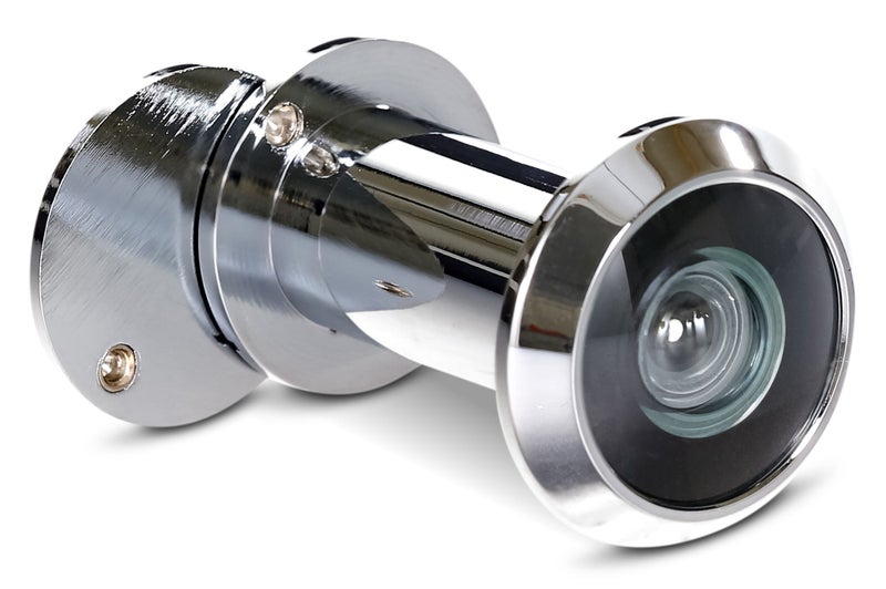Stoppwerk Door Viewer Chrome Style - Security Spy Hole for 35-55mm Doors - 200° Wide Angle Peephole for Doors incl. Glass Lense - Silver Eye Hole - Image 1