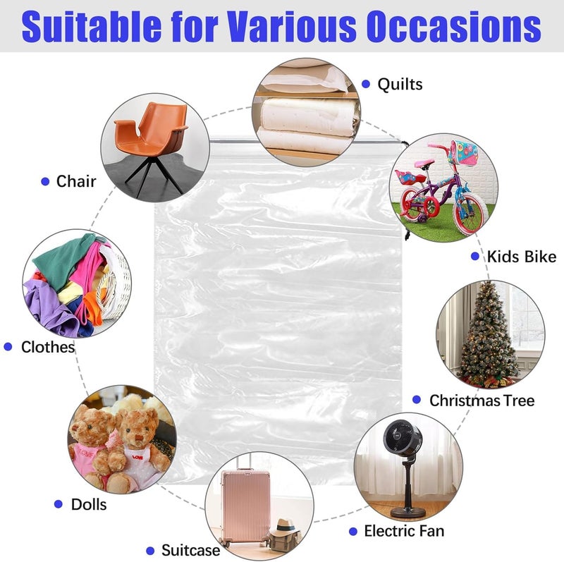 NVAAV 32x42 Inch Extra Large Clear Drawstring Plastic Bags 3 Pack(4 Mils), Dustproof Moistureproof Reusable Big Giant Luggage Storage Bag for Suitcase Garage Organizer, Blanket, Plush Toys - Image 4