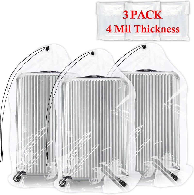 NVAAV 32x42 Inch Extra Large Clear Drawstring Plastic Bags 3 Pack(4 Mils), Dustproof Moistureproof Reusable Big Giant Luggage Storage Bag for Suitcase Garage Organizer, Blanket, Plush Toys - Image 1