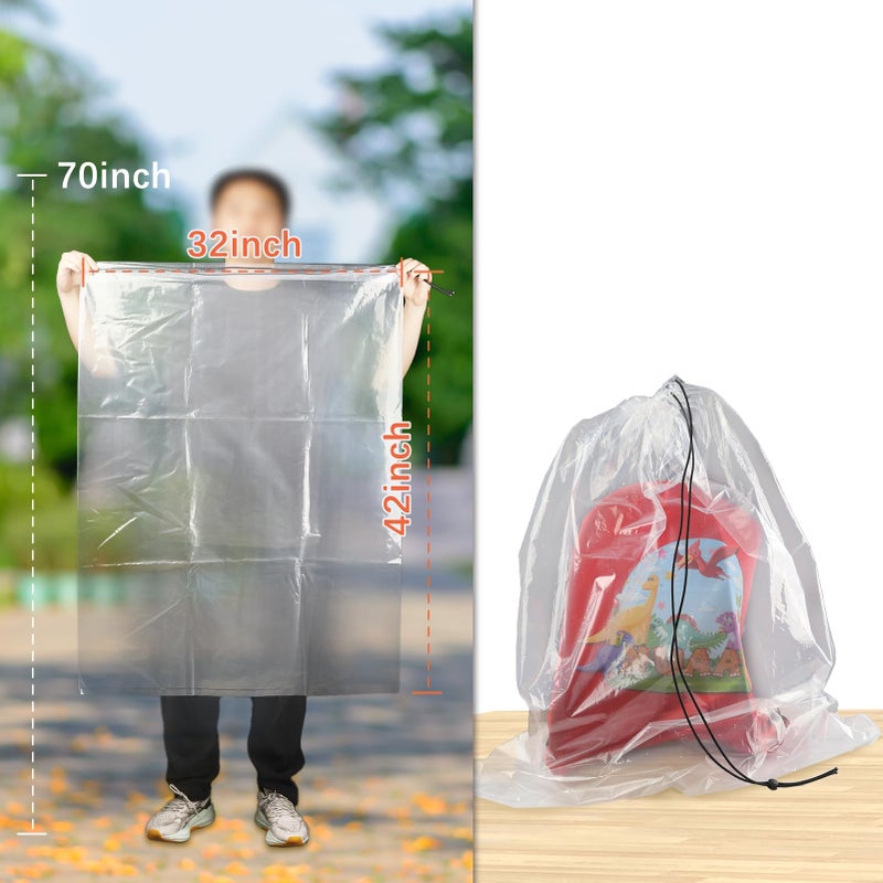NVAAV 32x42 Inch Extra Large Clear Drawstring Plastic Bags 3 Pack(4 Mils), Dustproof Moistureproof Reusable Big Giant Luggage Storage Bag for Suitcase Garage Organizer, Blanket, Plush Toys - Image 5
