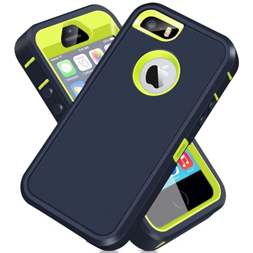 ACAGET for iPhone 5S Cases, iPhone SE 2016 Case, iPhone 5 Case Heavy Duty Protective Armor Shock-Absorbing Dual Layer Rubber TPU + PC Cover Non-Slip Bumper Phone Cases Dark Blue/Green - Image 1