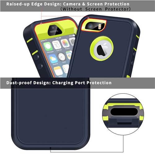 ACAGET for iPhone 5S Cases, iPhone SE 2016 Case, iPhone 5 Case Heavy Duty Protective Armor Shock-Absorbing Dual Layer Rubber TPU + PC Cover Non-Slip Bumper Phone Cases Dark Blue/Green - Image 2