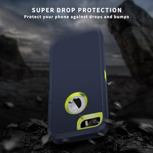 ACAGET for iPhone 5S Cases, iPhone SE 2016 Case, iPhone 5 Case Heavy Duty Protective Armor Shock-Absorbing Dual Layer Rubber TPU + PC Cover Non-Slip Bumper Phone Cases Dark Blue/Green - Image 4