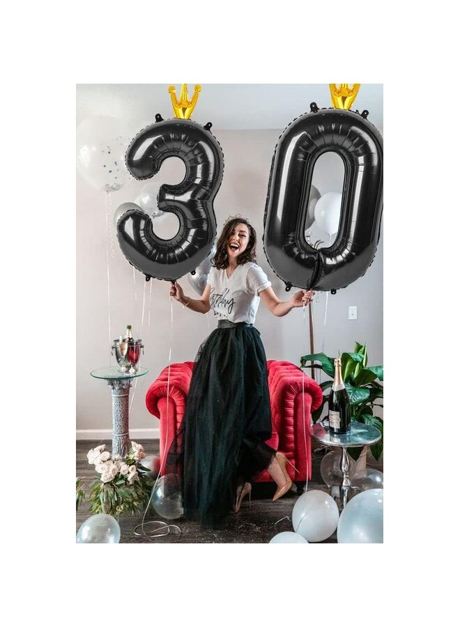 40 Inch Black Foil Number Balloon, Large Mylar Numbers for Birthday Anniversary Retirement Party Decorations (0, 10, 20, 30, 40, 50, 60, 100), Helium Free (0) - Image 4