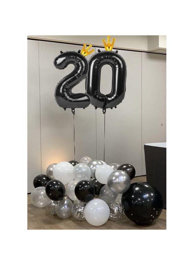 40 Inch Black Foil Number Balloon, Large Mylar Numbers for Birthday Anniversary Retirement Party Decorations (0, 10, 20, 30, 40, 50, 60, 100), Helium Free (0) - Image 3