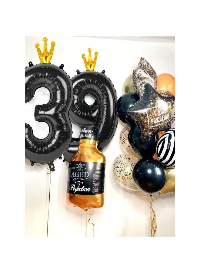 40 Inch Black Foil Number Balloon, Large Mylar Numbers for Birthday Anniversary Retirement Party Decorations (0, 10, 20, 30, 40, 50, 60, 100), Helium Free (0) - Image 5