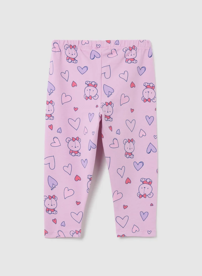 Ovs GIRLS' PINK COTTON LEGGINGS REGULAR FIT