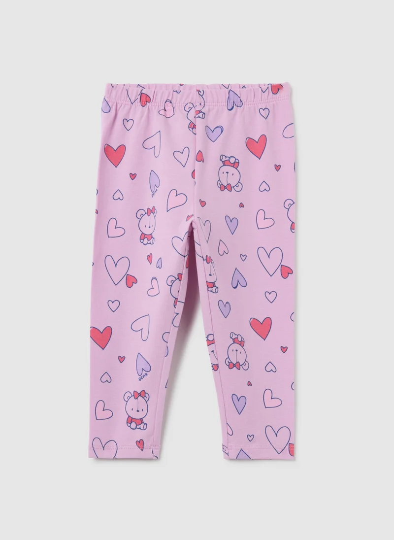 Ovs GIRLS' PINK COTTON LEGGINGS REGULAR FIT