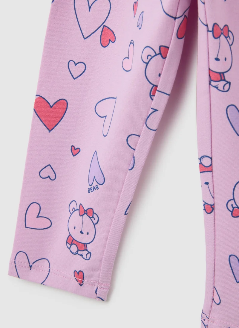 او في اس GIRLS' PINK COTTON LEGGINGS REGULAR FIT