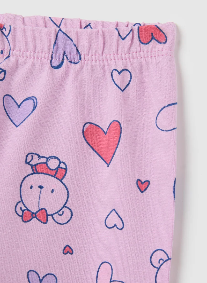 او في اس GIRLS' PINK COTTON LEGGINGS REGULAR FIT