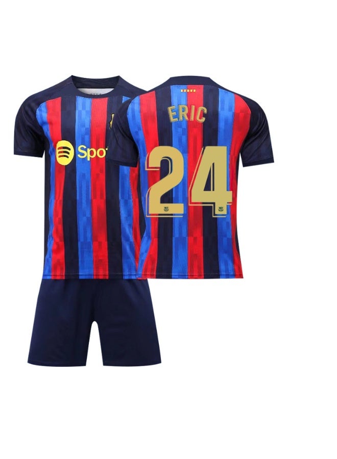 اف سي برشلونة 2022-2023 موسم كرة القدم الرياضية #24 الأطفال كرة القدم جيرسي السراويل الجوارب مجموعة حجم الأطفال والكبار حجم الهدايا للجماهير والأصدقاء - Image 1