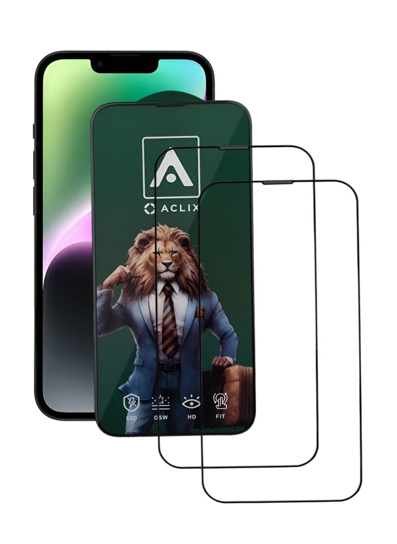ACLIX 2 Pieces Antistatic ESD Dustproof Premium Quality High Definition Tempered Glass Screen Protector Designed For  iPhone 14 - Image 1