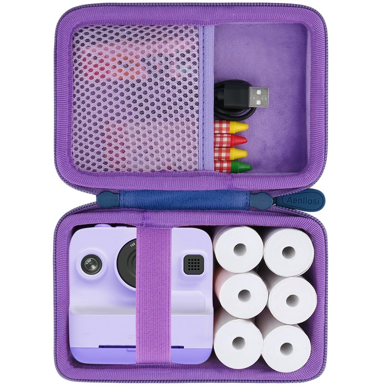 Aenllosi Hard Camera Case for Dylanto/Meetrye/Anchioo Kids Camera Instant Print,Camera Bag for Toddler Video Camera & 6PCS Print Camera Paper Refills Roll(Only Case,Purple) - Image 1