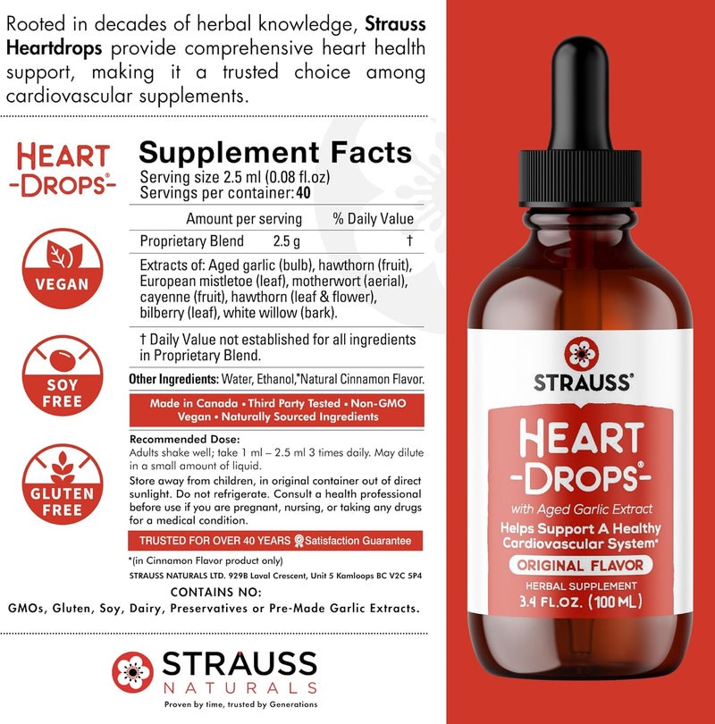 Strauss Heartdrops Herbal Heart Support Supplement with European Mistletoe, 3.4 Fl Oz, Original Flavor - Image 4