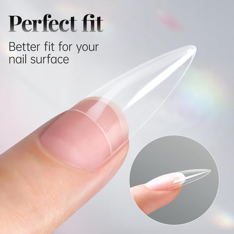 krofaue 3 Styles False Nail Tips Kit,340PCS Clear Coffin French Stiletto Nail Tips Half Cover Acrylic Artificial Press on Nails for Nail Extension Soft Gel Tips Art DIY - Image 5