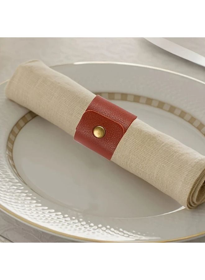 12pcs Dark Brown Napkin Rings With Bow Design For Wedding Party Table Decorations - Image 5