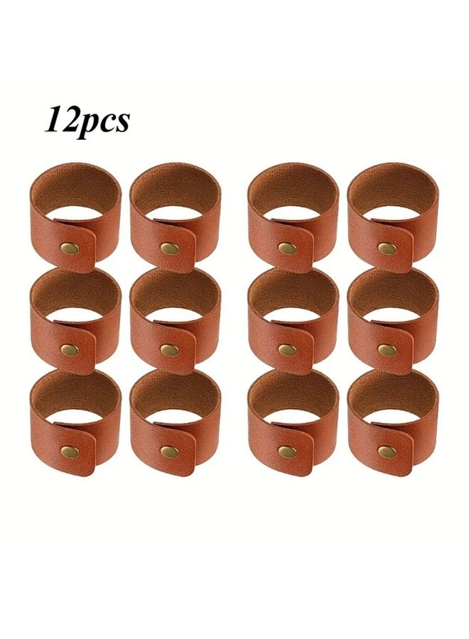 12pcs Dark Brown Napkin Rings With Bow Design For Wedding Party Table Decorations - Image 4