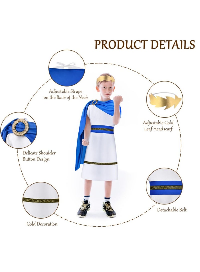 KOWVOWZ KOWVOWZ Greek Toga Costume for Kids Boys, Ancient Roman Dress Greek, God Costume Greece Mythos Philosopher Rome Nobility Cosplay, Roman Greek Costumes for Boys Themed Party Cosplay  - Image 3