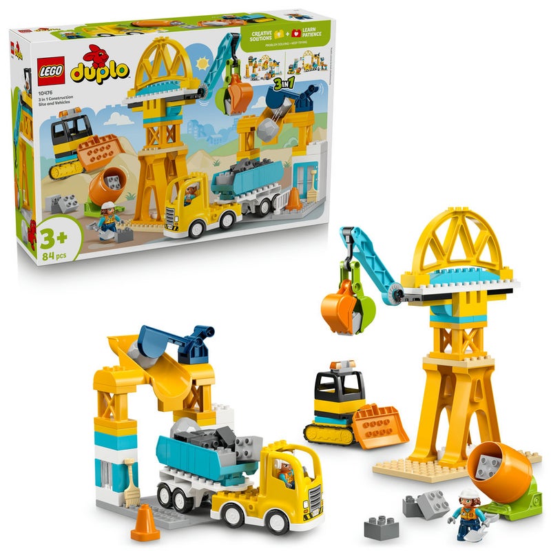 LEGO DUPLO 3 in 1 Construction Site and Vehicles Toy 10476 (Age 3+, 84 Pieces) - Image 1