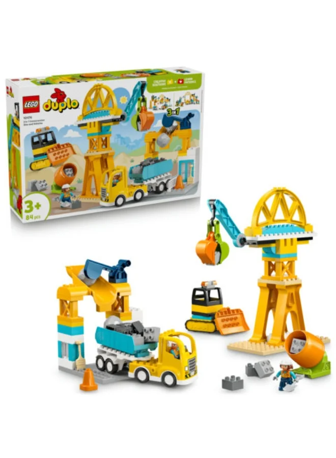 LEGO DUPLO 3 in 1 Construction Site and Vehicles Toy 10476 (Age 3+, 84 Pieces)