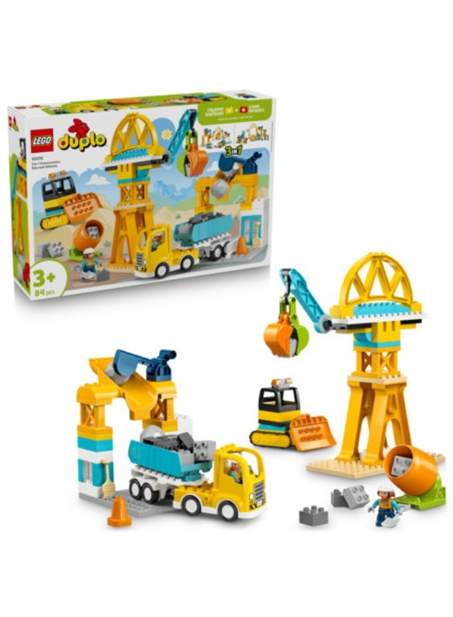 LEGO DUPLO 3 in 1 Construction Site and Vehicles Toy 10476 (Age 3+, 84 Pieces) - Image 1