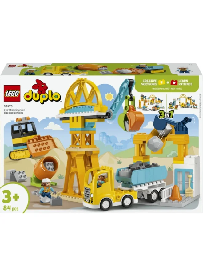 LEGO DUPLO 3 in 1 Construction Site and Vehicles Toy 10476 (Age 3+, 84 Pieces)