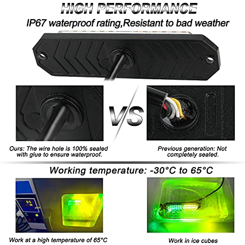 ASPL 8pcs Sync Feature Ultra Slim 12-LED Surface Mount Flashing Strobe Lights for Truck Car Vehicle LED Mini Grille Light Head Emergency Beacon Hazard Warning lights (Amber/Green) - Image 3