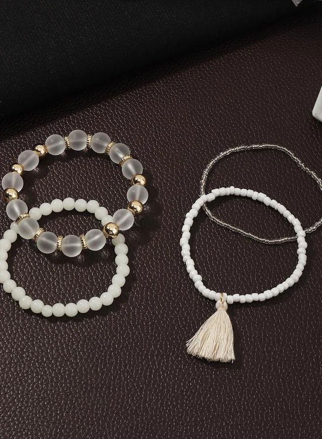 Take Two  Pack of 4 - Tassel Charm Beaded Bracelet for Women | Best Price UAE