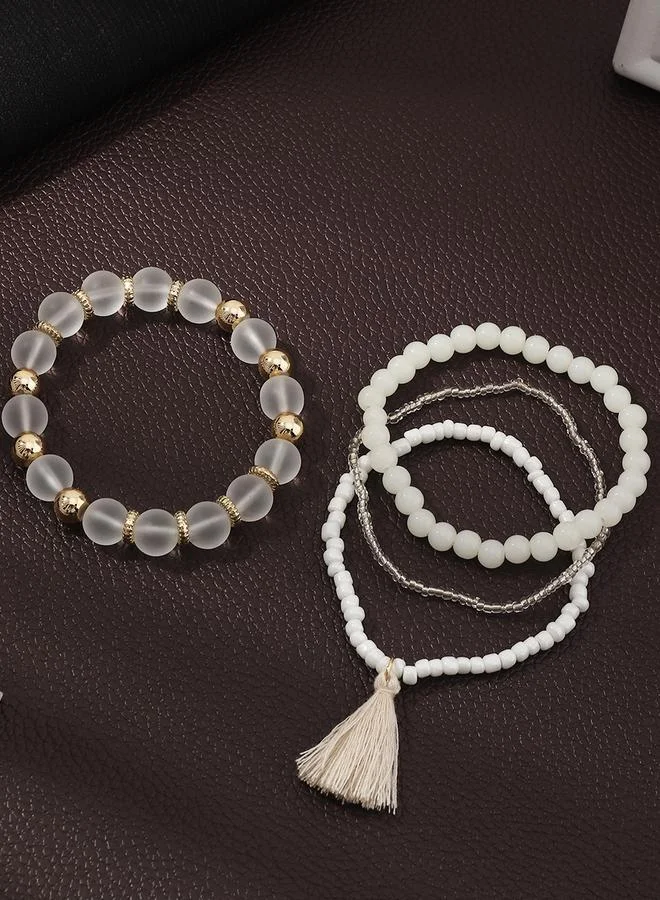 Take Two  Pack of 4 - Tassel Charm Beaded Bracelet for Women | Best Price UAE