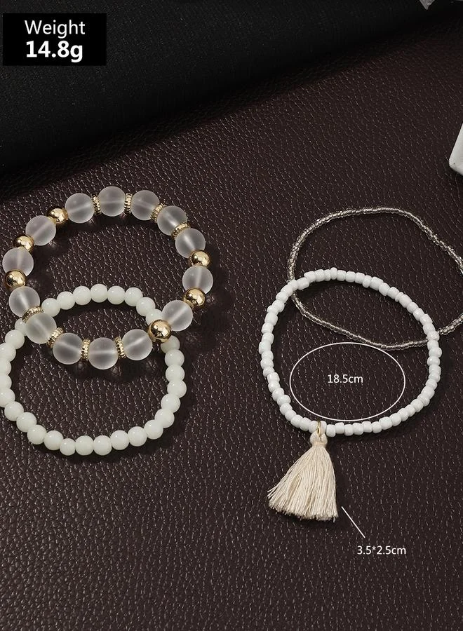 Take Two  Pack of 4 - Tassel Charm Beaded Bracelet for Women | Best Price UAE