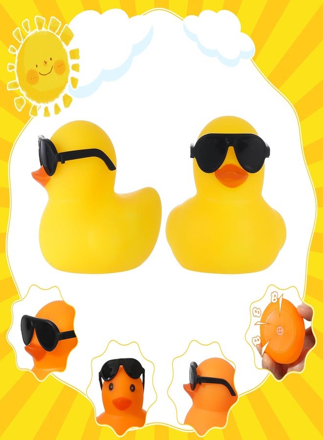 Hoemwarm 24 Set Mini Rubber Ducks with Sunglasses, Tiny Bath Rubber Ducks Bulk for Car Dashboard Decorations Cruise Birthday Party Favors (Multicolor) - Image 2