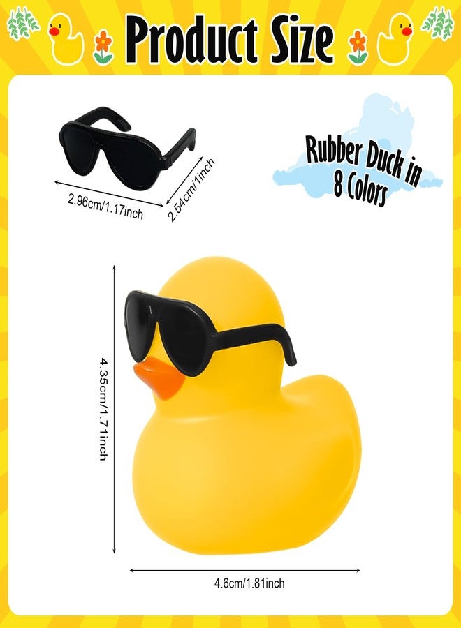 Hoemwarm 24 Set Mini Rubber Ducks with Sunglasses, Tiny Bath Rubber Ducks Bulk for Car Dashboard Decorations Cruise Birthday Party Favors (Multicolor) - Image 3
